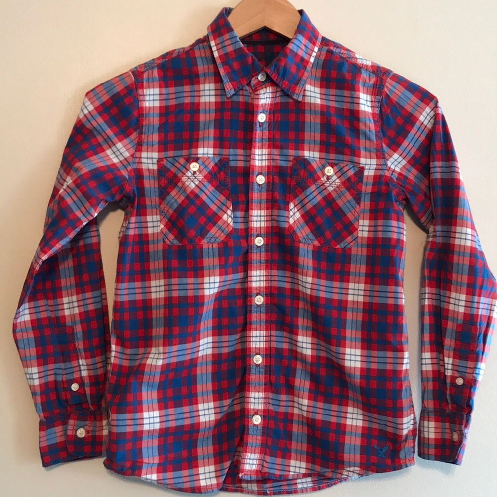 77 Kids Plaid Casual Collared Shirt
